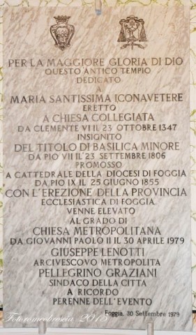 Basilica Cattedrale – Epigrafe commemorativa 1