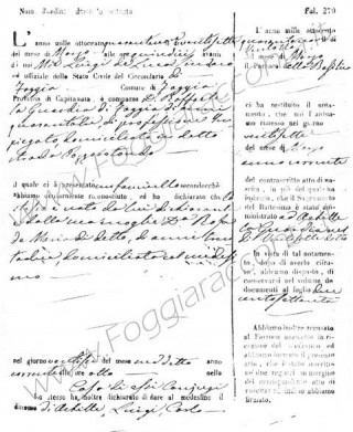 Atto di Nascita di Achille Luigi Carlo La Guardia